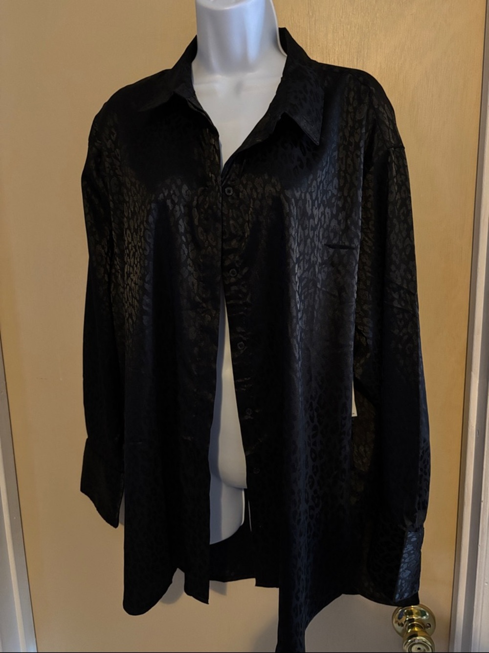 Old Navy: Black Leopard Button-Up Shirt